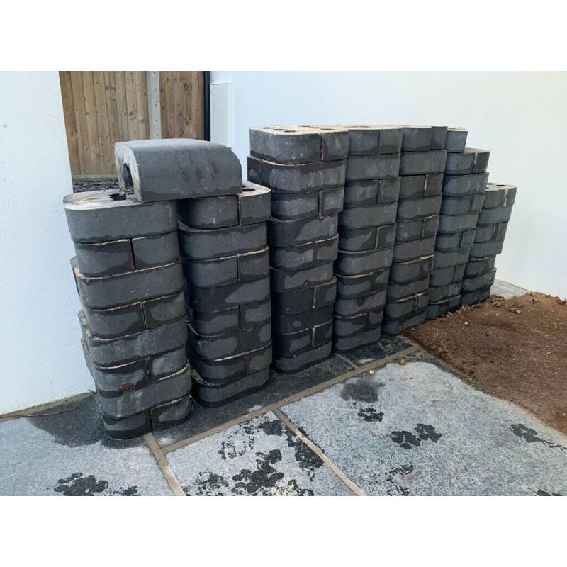 Blue double bullnose bricks x 126 (inc 2x ends) plus corner piece