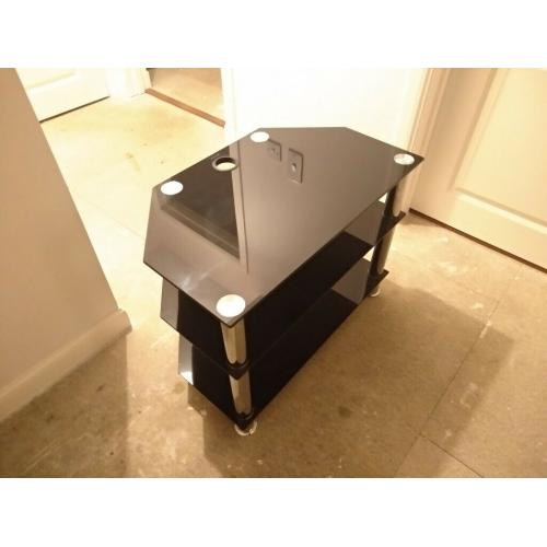 Black Glass TV table, 3 Tier.