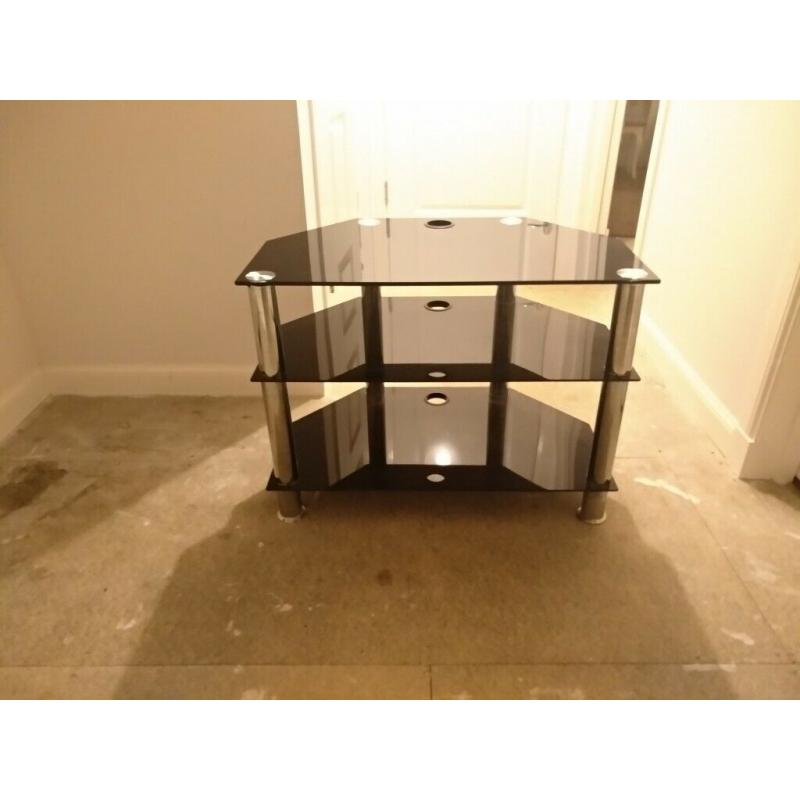 Black Glass TV table, 3 Tier.
