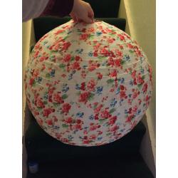 Large red & white ditsy floral fabric ceiling lamp / light shade lantern style not paper