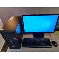Fujitsu Desktop PC + 24 inch Full HD LG Monitor, i3, 8Gb, SSD+HDD