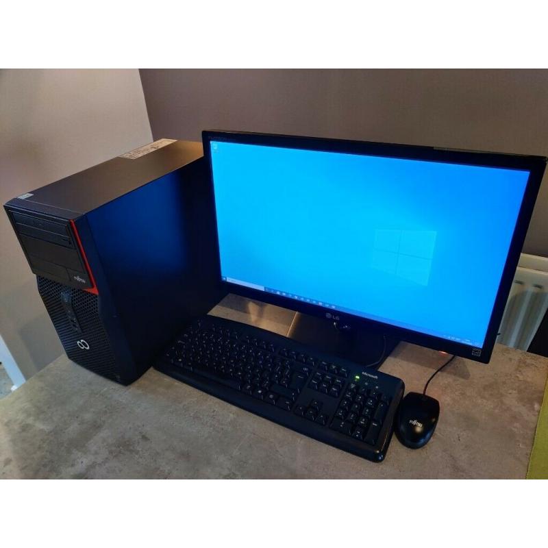 Fujitsu Desktop PC + 24 inch Full HD LG Monitor, i3, 8Gb, SSD+HDD