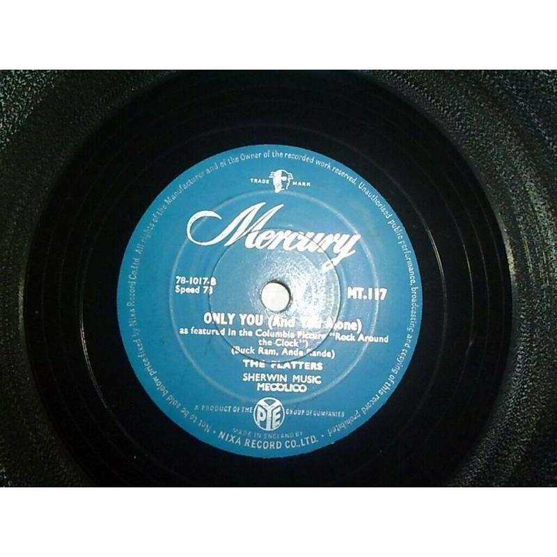 THE PLATTERS 'THE GREAT PRETENDER' / 'ONLY YOU(AND YOU ALONE)' 78RPM VINYL,LATE 1950'S.