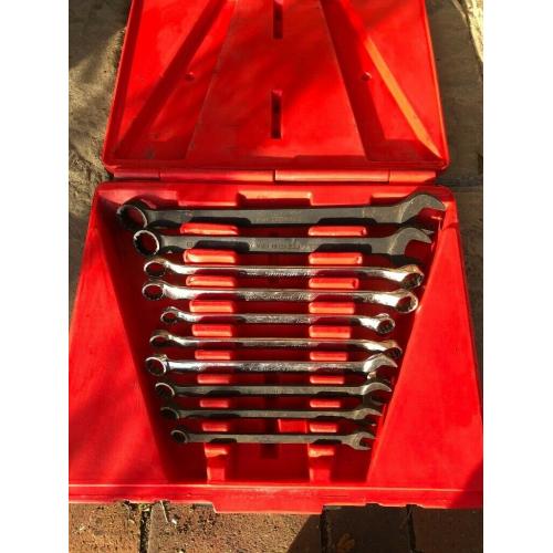 Snap-On Metric and Imperial Standard Handle Combination flank Wrench and 10deg Offset Spanners