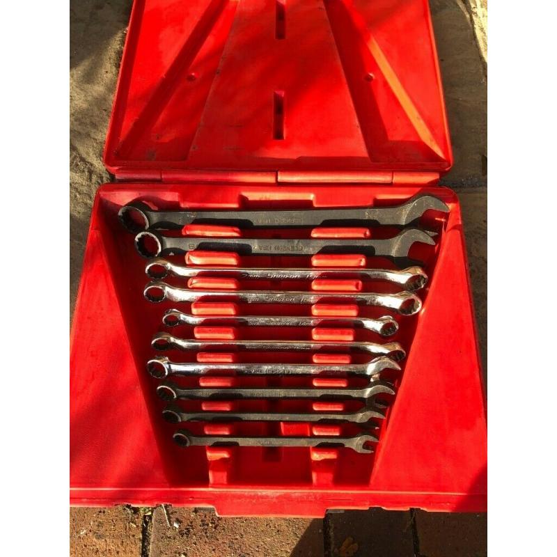 Snap-On Metric and Imperial Standard Handle Combination flank Wrench and 10deg Offset Spanners