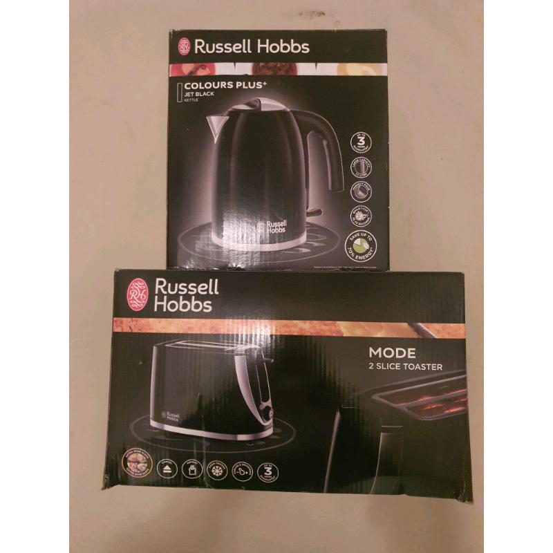 Brajd new russell hobbs black kettle and toaster set