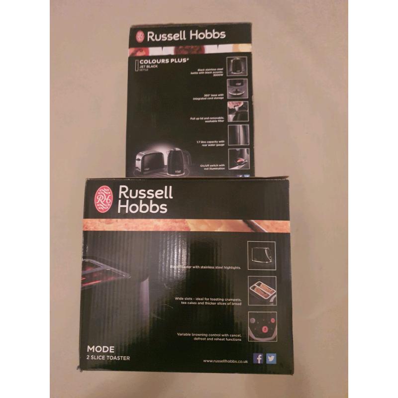 Brajd new russell hobbs black kettle and toaster set